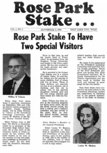 Rose Park Stake Conference 1966