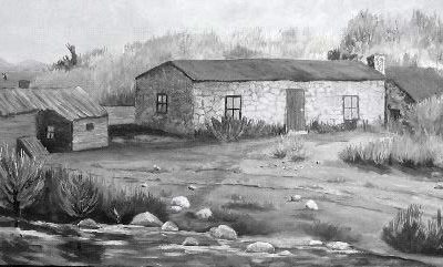 Painting of Cyrus Tolman and Margaret Eliza Utley Homestead in Rush Valley