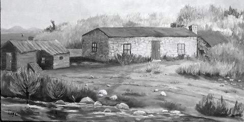 Painting of Cyrus Tolman and Margaret Eliza Utley Homestead in Rush Valley