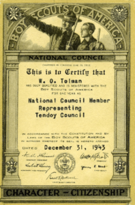 William Odell Tolman National COuncil Member Representing Tendoy Council