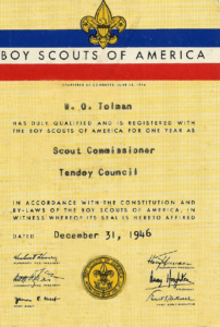William Odell Tolman Scout Commissioner Tendoy Council